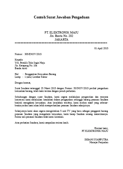 Detail Contoh Surat Pengaduan Nomer 17