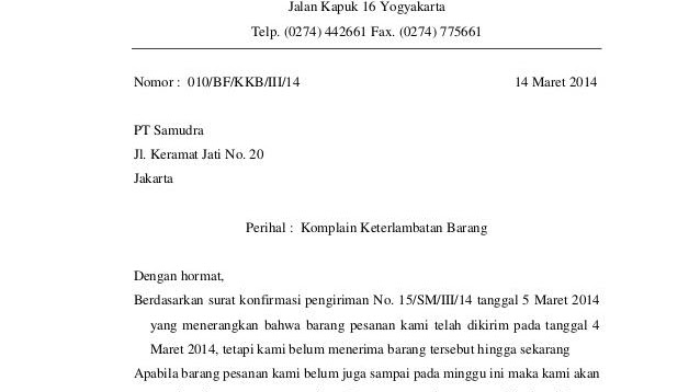 Detail Contoh Surat Pengaduan Barang Nomer 39