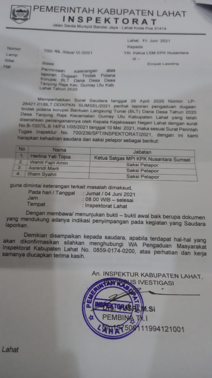 Detail Contoh Surat Pengaduan Korupsi Dana Desa Nomer 6