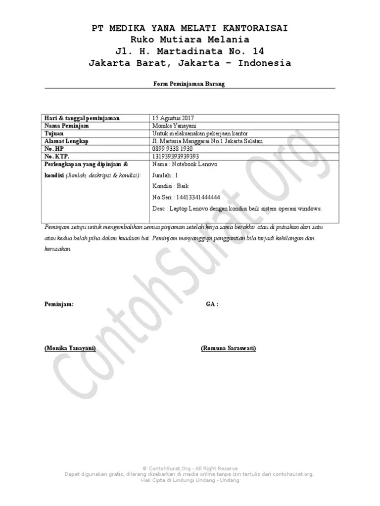 Detail Contoh Surat Pengajuan Barang Inventaris Kantor Nomer 46