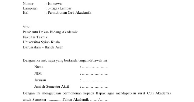 Detail Contoh Surat Pengajuan Cuti Kuliah Nomer 25