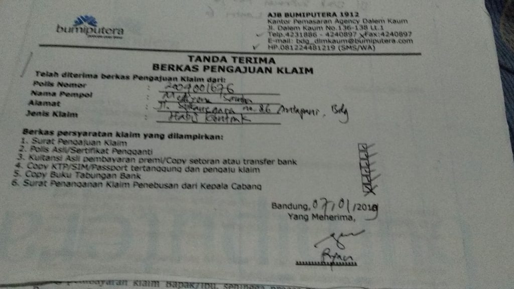 Detail Contoh Surat Pengajuan Klaim Asuransi Bumiputera Nomer 7