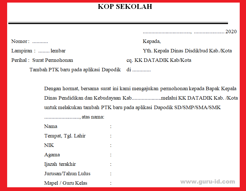 Detail Contoh Surat Pengajuan Nuptk Dari Kepala Sekolah Nomer 16