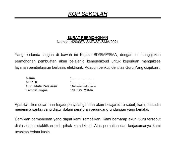 Detail Contoh Surat Pengajuan Nuptk Dari Kepala Sekolah Nomer 42