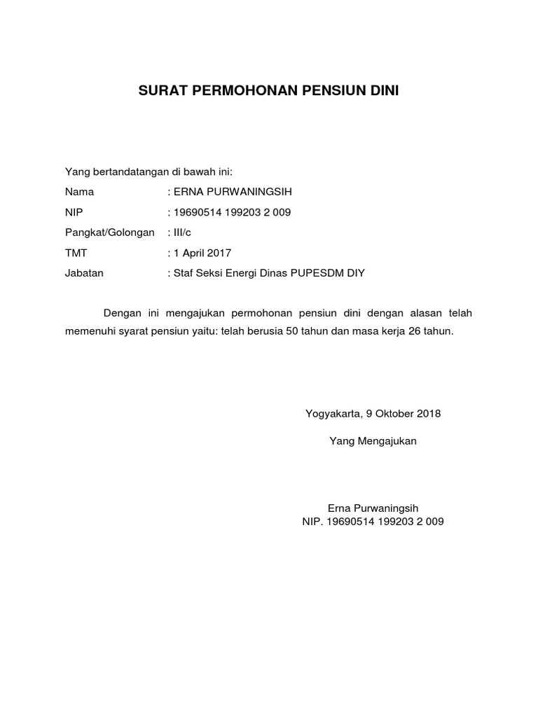 Download Contoh Surat Pengajuan Pensiun Karyawan Swasta Nomer 7