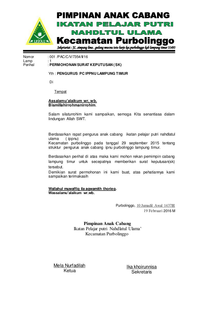 Detail Contoh Surat Pengajuan Sk Organisasi Nomer 14