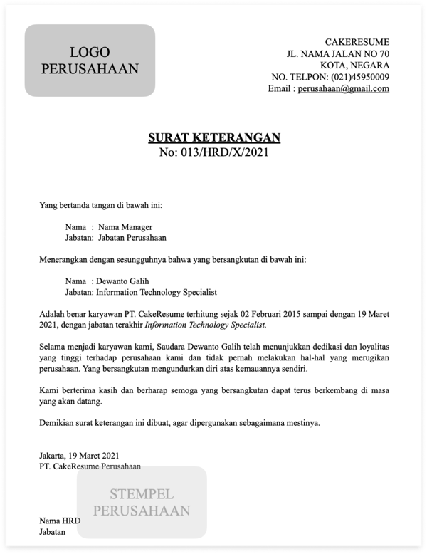 Detail Contoh Surat Pengalaman Kerja Dari Perusahaan Nomer 9