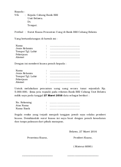 Detail Contoh Surat Pengalihan Deposito Bank Indonesia Nomer 22