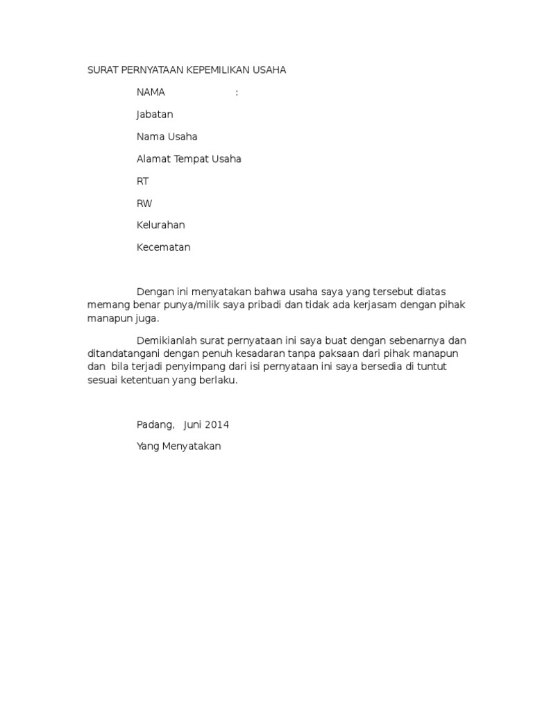 Detail Contoh Surat Pengalihan Kepemilikan Usaha Nomer 3