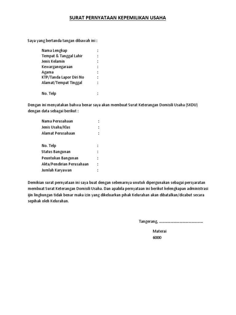 Detail Contoh Surat Pengalihan Kepemilikan Usaha Nomer 5