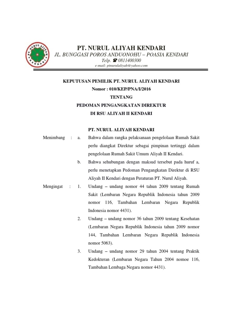 Detail Contoh Surat Pengangkatan Direktur Nomer 4