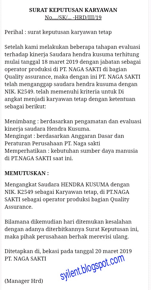 Detail Contoh Surat Pengangkatan Direktur Nomer 39