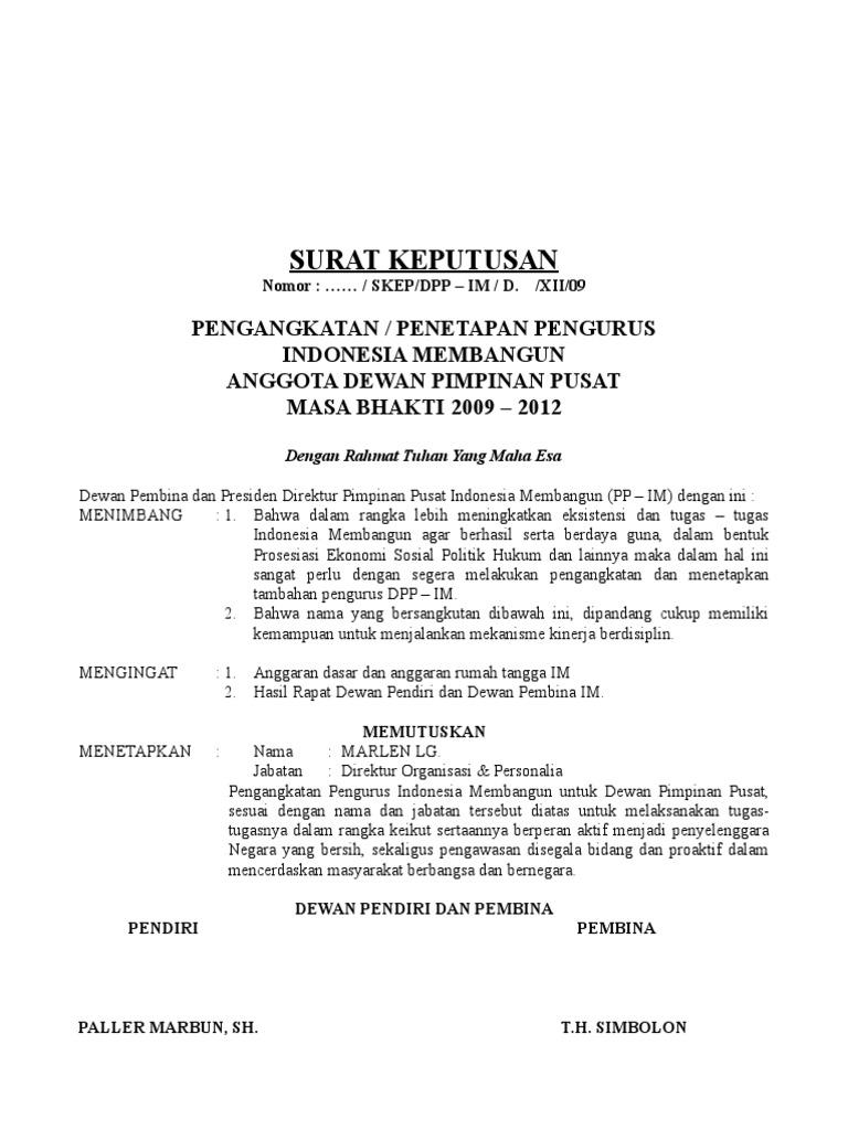 Detail Contoh Surat Pengangkatan Pengurus Nomer 15