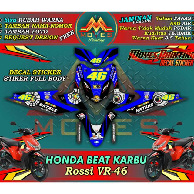 Detail Gambar Motor Beat Karbu Balap Nomer 52