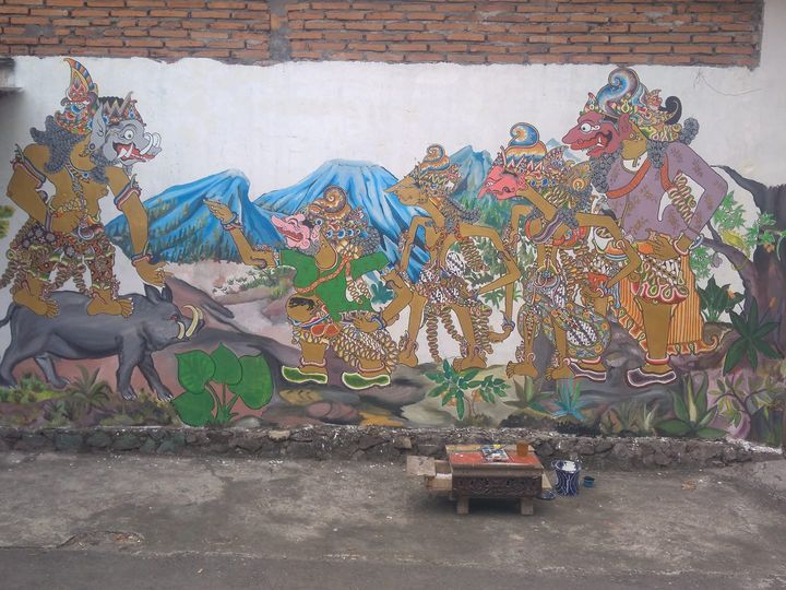 Detail Gambar Mural Seni Melukis Dinding Tema Wayang Nomer 34