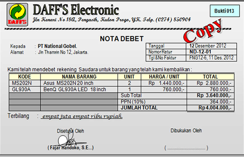 Detail Gambar Nota Debet Nomer 31