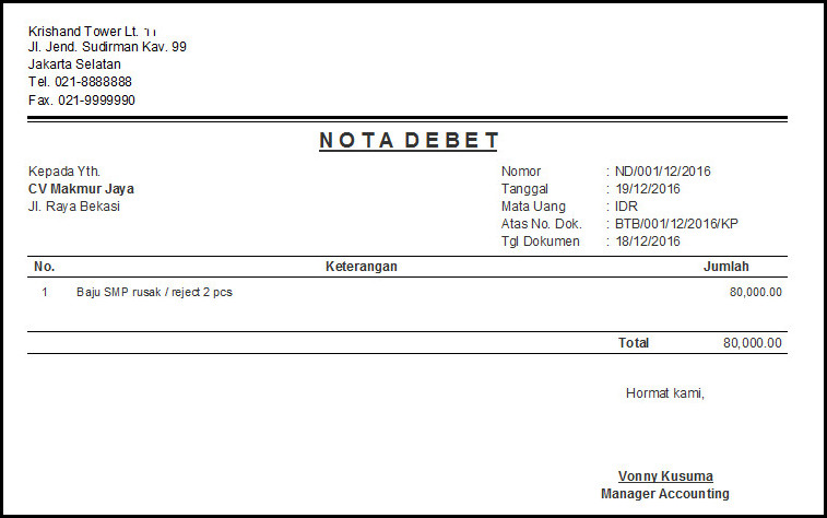 Gambar Nota Debit - KibrisPDR