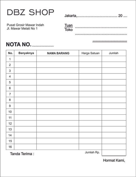 Detail Gambar Nota Faktur Nomer 8