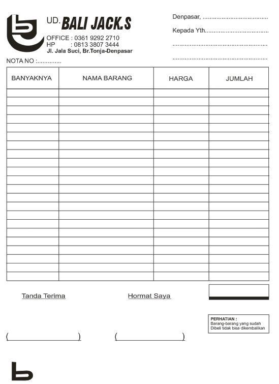 Gambar nota kosong bali 52 koleksi gambar