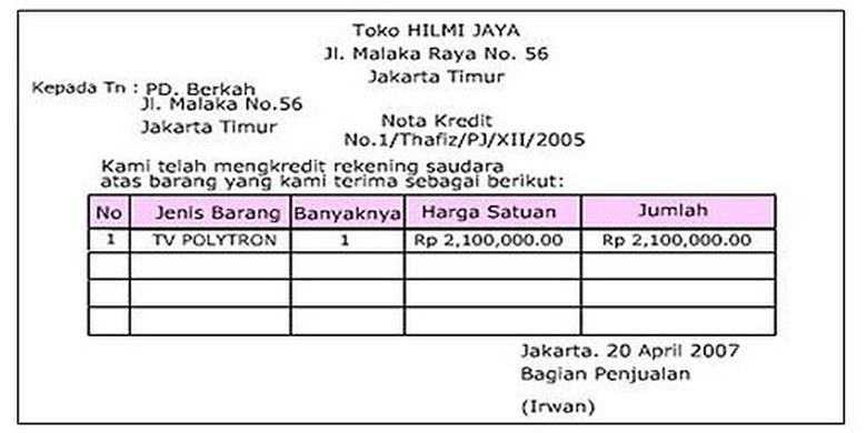 Gambar Nota Kredit - KibrisPDR