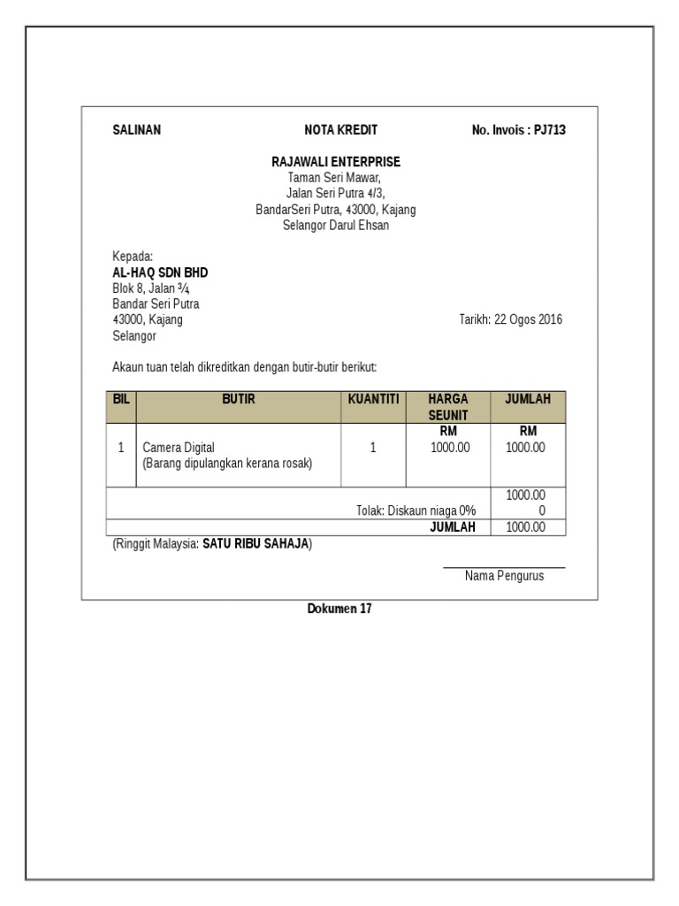 Detail Gambar Nota Kredit Nomer 20