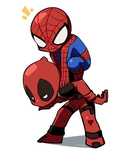 Detail Chibi Deadpool And Spiderman Nomer 2