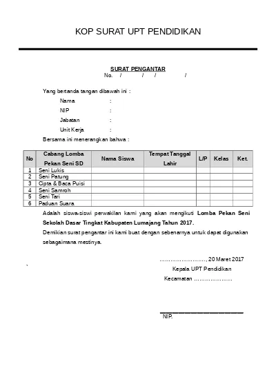 Detail Contoh Surat Pengantar Lomba Dari Kepala Sekolah Nomer 16