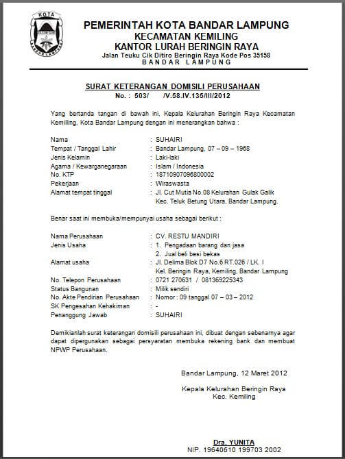 Detail Contoh Surat Pengantar Pembuatan Npwp Dari Desa Nomer 10