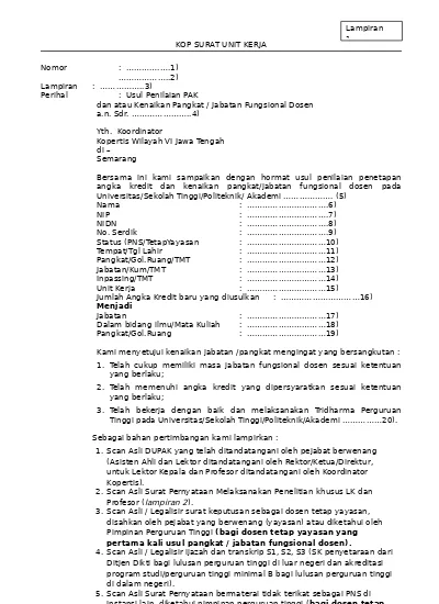 Detail Contoh Surat Pengantar Pengajuan Jabatan Fungsional Nomer 15