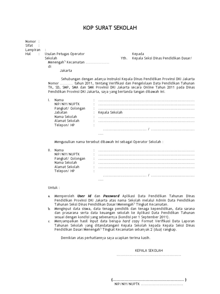 Detail Contoh Surat Pengantar Pengajuan Nuptk Dari Kepala Sekolah Nomer 26