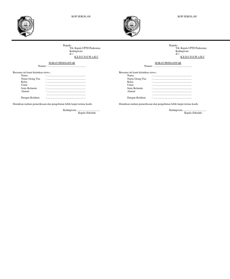 Detail Contoh Surat Pengantar Sekolah Nomer 29