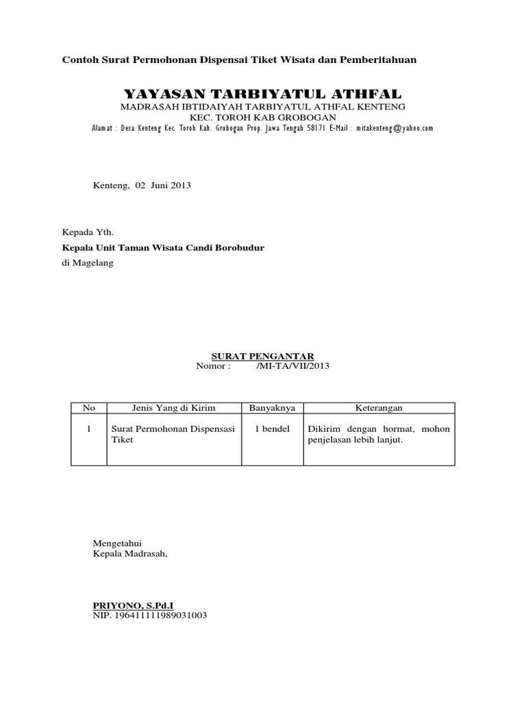 Detail Contoh Surat Pengantar Sekolah Ke Tempat Wisata Nomer 12