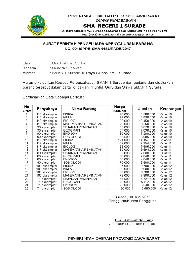 Detail Contoh Surat Pengeluaran Barang Nomer 50