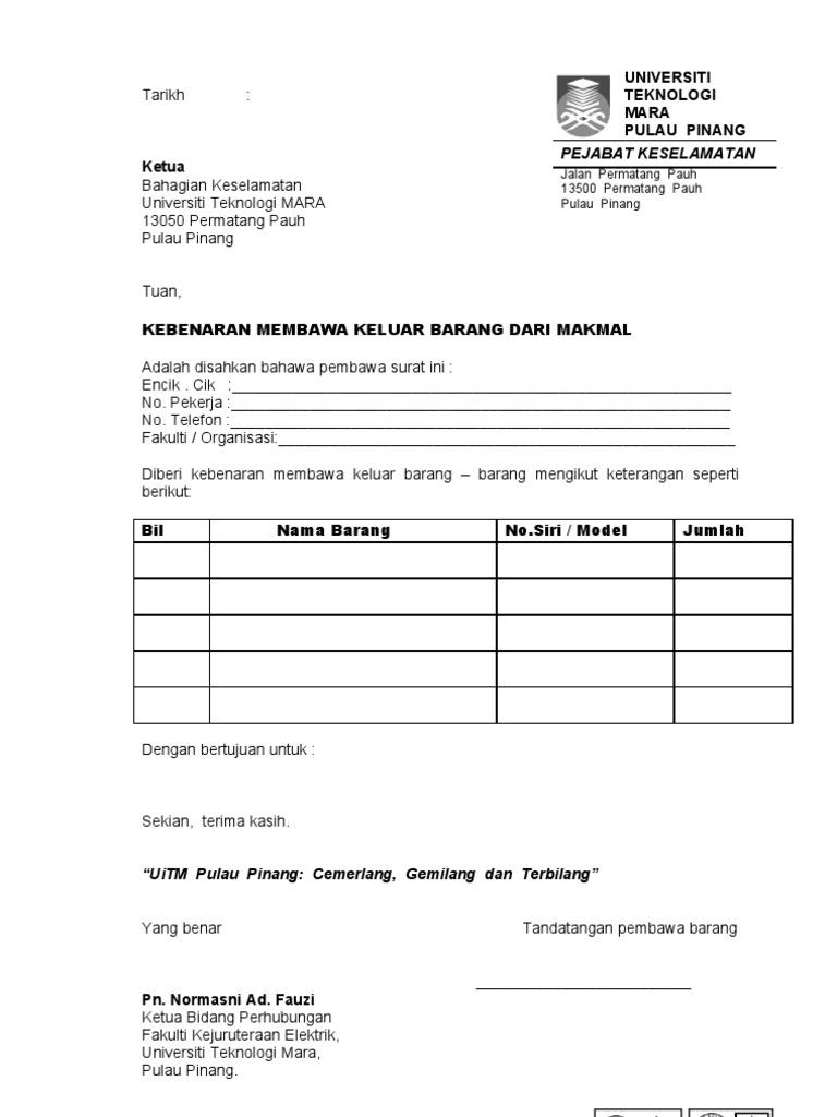 Detail Contoh Surat Pengeluaran Barang Faktur Nomer 6