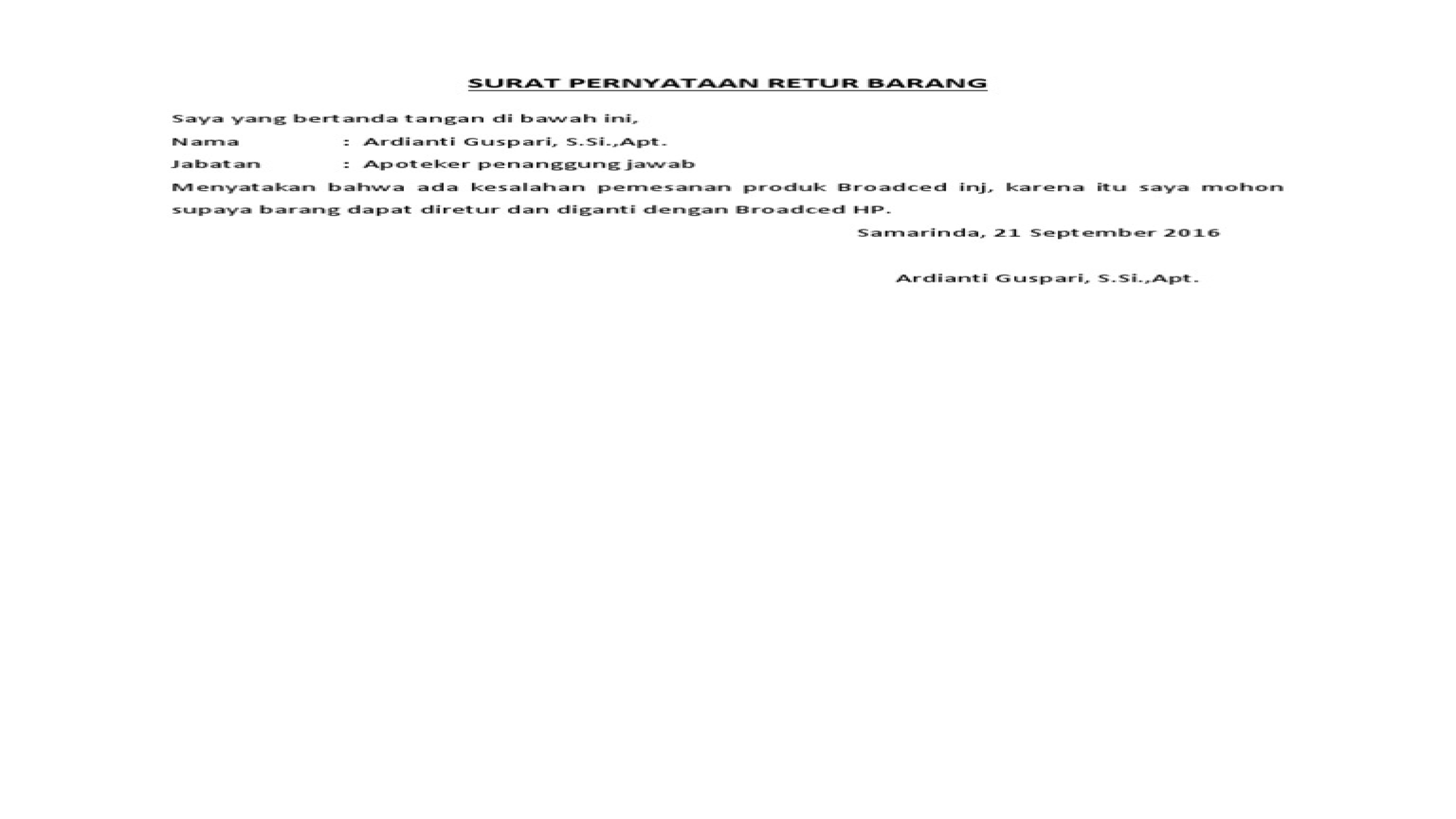 Detail Contoh Surat Pengembalian Barang Nomer 43