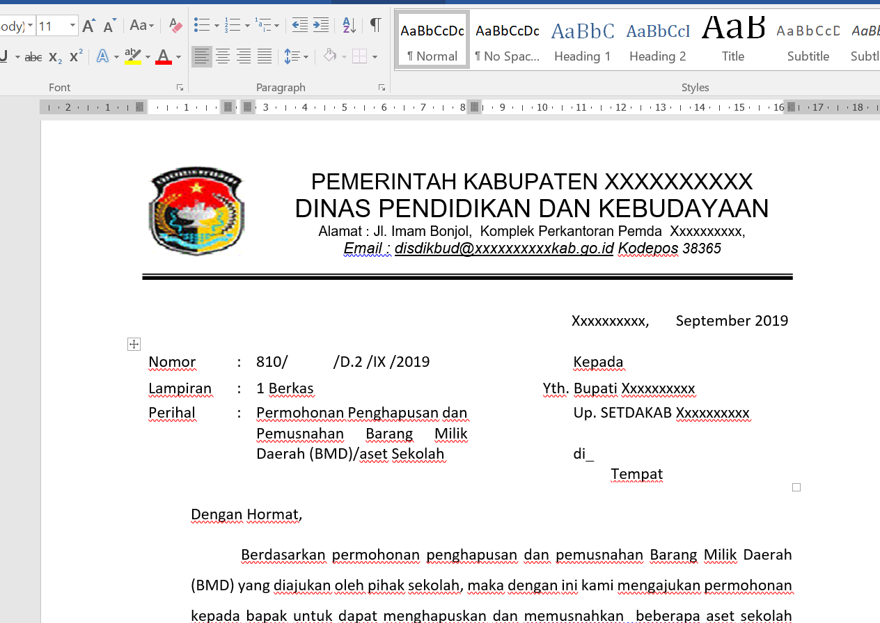 Detail Contoh Surat Penghapusan Aset Sekolah Nomer 9