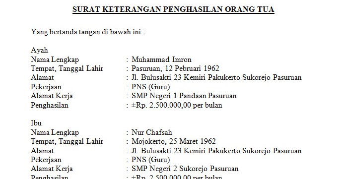 Detail Contoh Surat Penghasilan Orang Tua Dari Kepala Desa Nomer 38