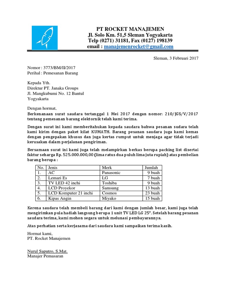 Detail Contoh Surat Pengiriman Nomer 5