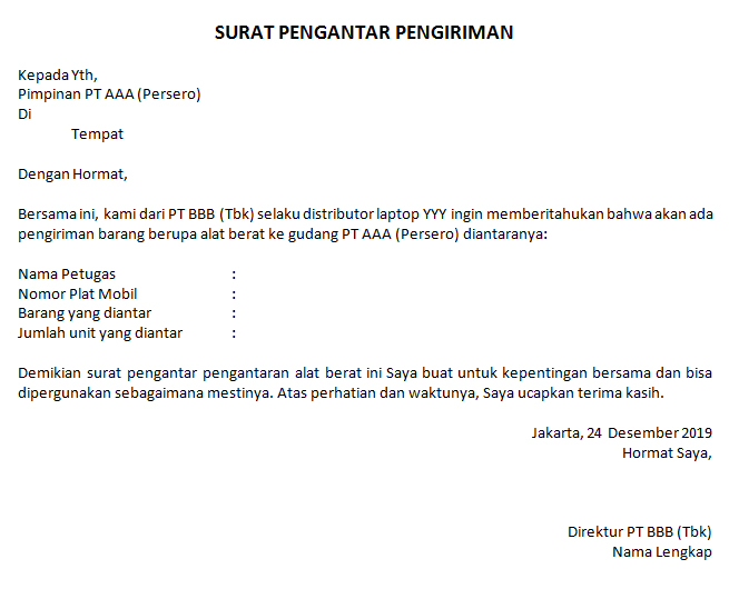 Detail Contoh Surat Pengiriman Nomer 47