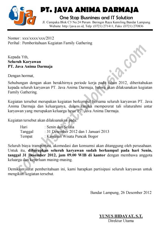 Detail Contoh Surat Pengumuman Nomer 25