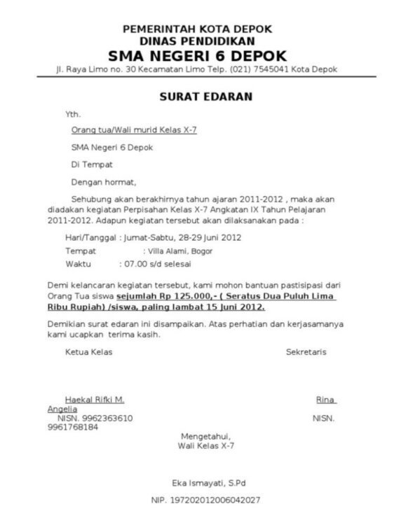 Detail Contoh Surat Pengumuman Dinas Nomer 39