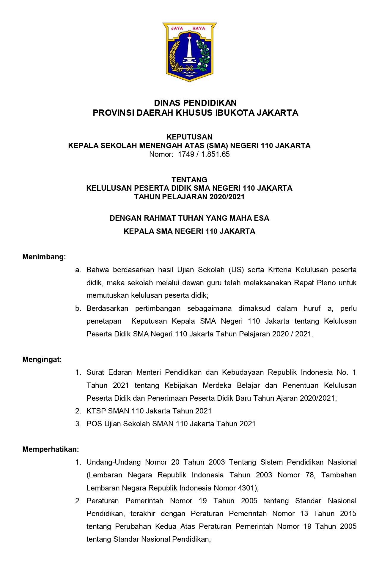 Detail Contoh Surat Pengumuman Kelulusan Nomer 12