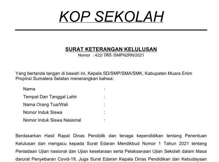 Detail Contoh Surat Pengumuman Kelulusan Sekolah Nomer 34