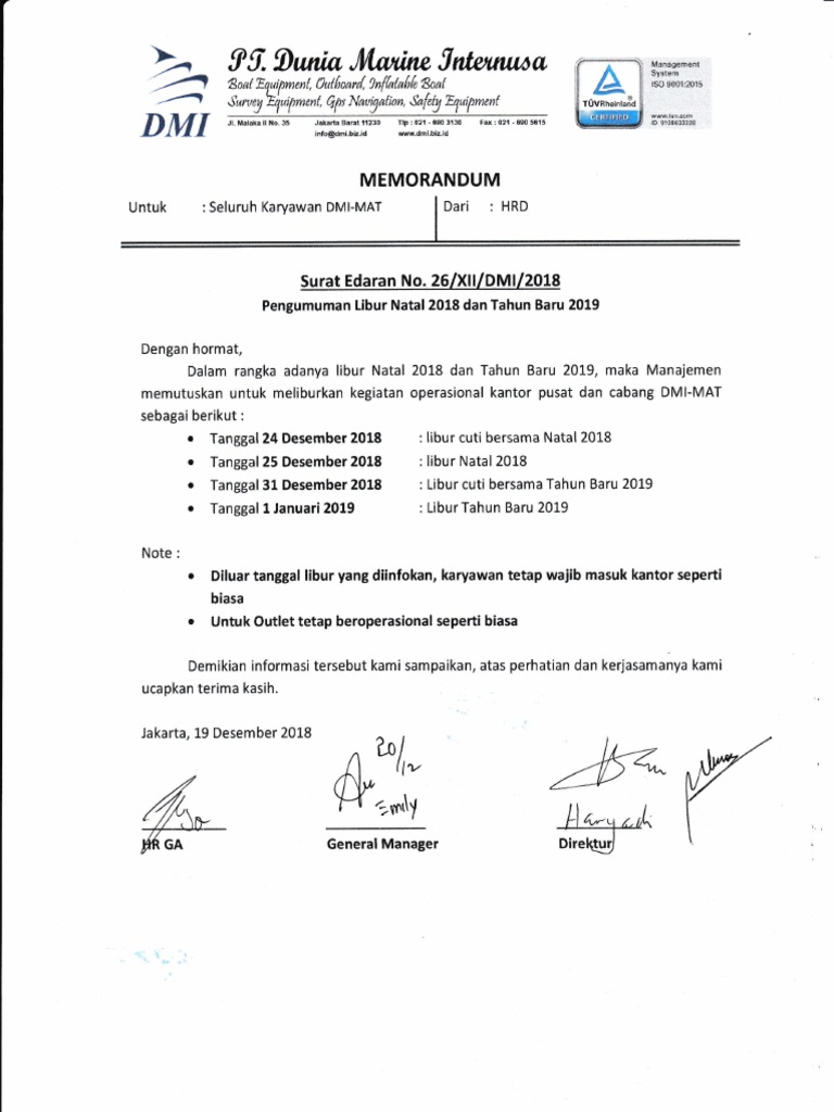 Detail Contoh Surat Pengumuman Perusahaan Nomer 46