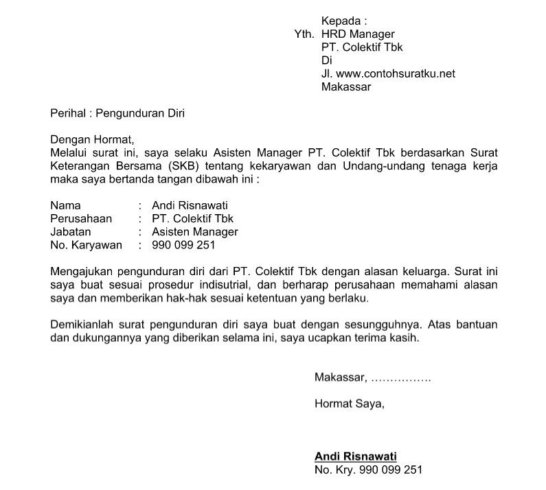 Detail Contoh Surat Pengunduran Diri Nomer 49