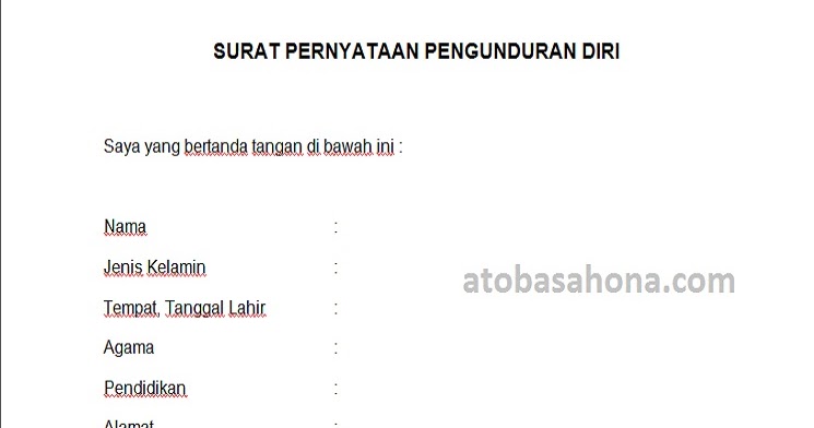 Detail Contoh Surat Pengunduran Diri Bekerja Nomer 31