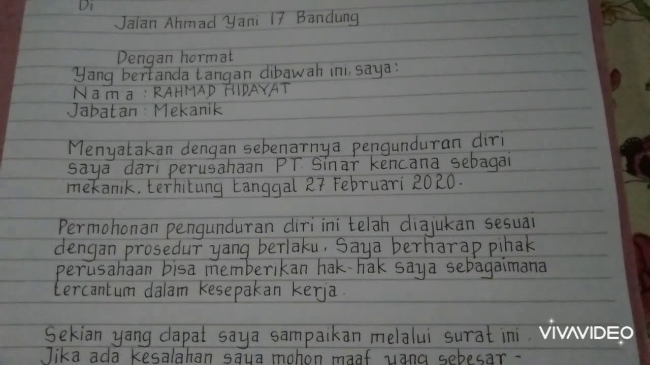 Detail Contoh Surat Pengunduran Diri Bekerja Nomer 43