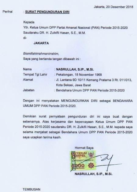 Detail Contoh Surat Pengunduran Diri Bendahara Nomer 7