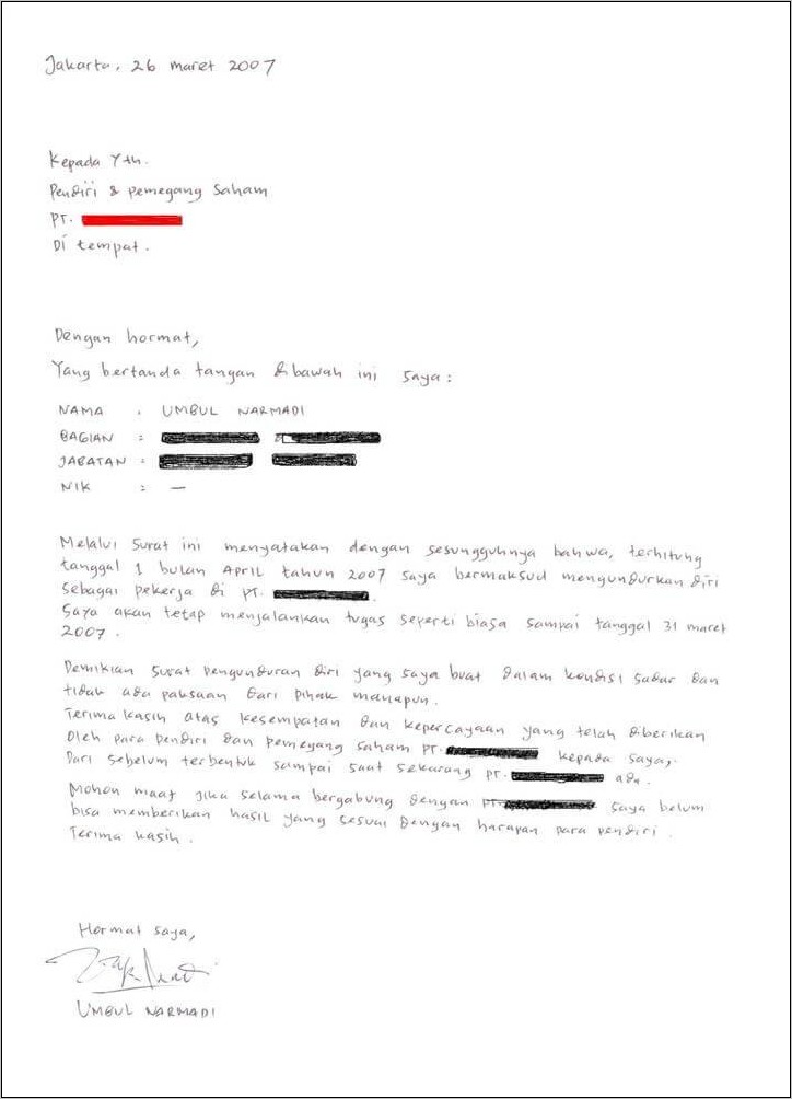 Detail Contoh Surat Pengunduran Diri Dari Alfamart Nomer 32