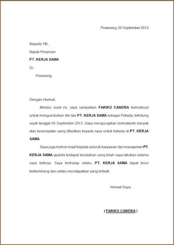 Detail Contoh Surat Pengunduran Diri Dari Cafe Nomer 14